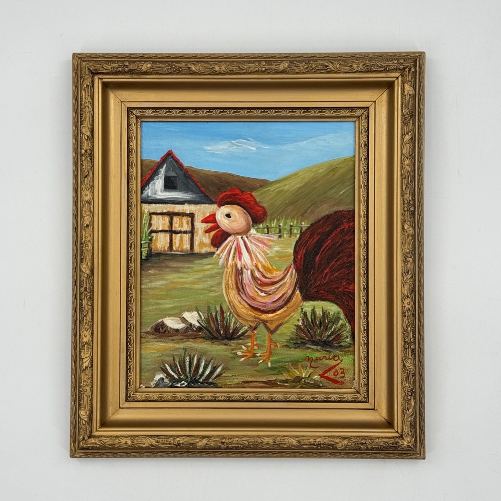 Original Rooster Painting by Miami Artist Nuria Mesa "Gallito Kikirikí"